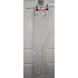 Lululemon White Reversible Floral / Pink Workout Leggings Sz 6 Athletic Leisure